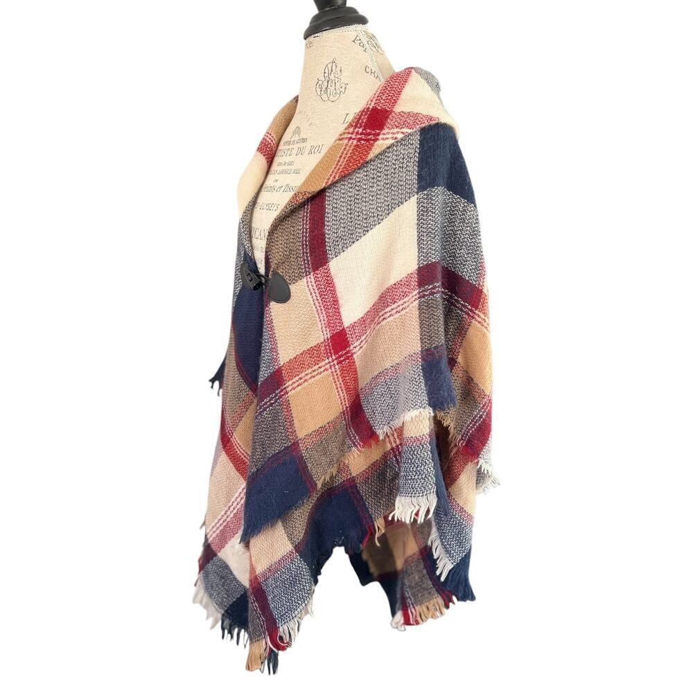 Altare plaid, fringed poncho shawl. One size, multicolor, like new condition - Picture 6 of 9